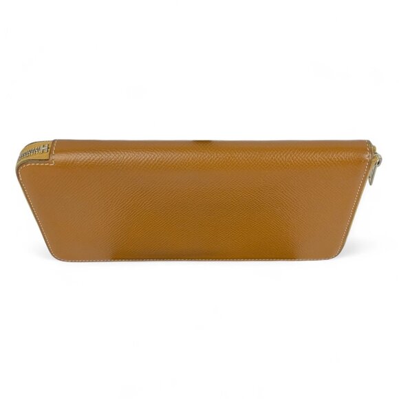 HERMES Epsom Silk'In Wallet Gold Jaune De Naples Tan Brown Zip Long Bag Leather - Picture 9 of 16